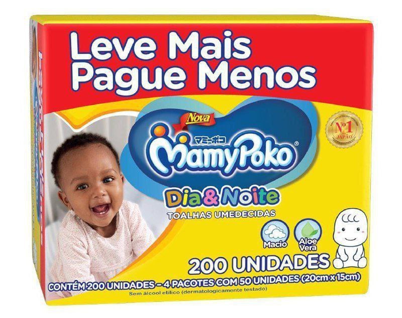 Toalha Umedecida MamyPoko Dia e Noite - 200 Unidades