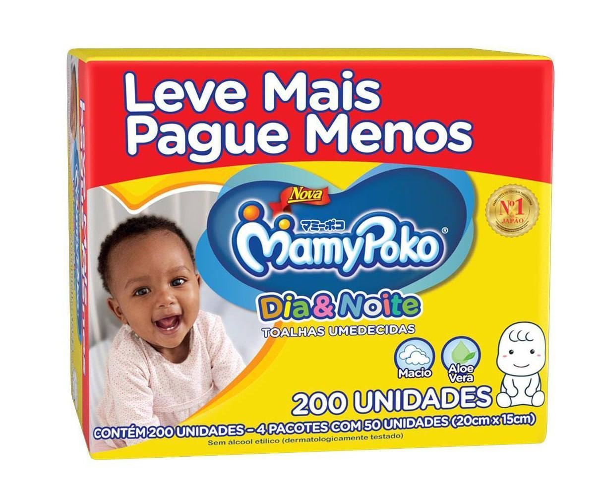 Toalha Umedecido Mamypoko Dia e Noite 200 Unidades