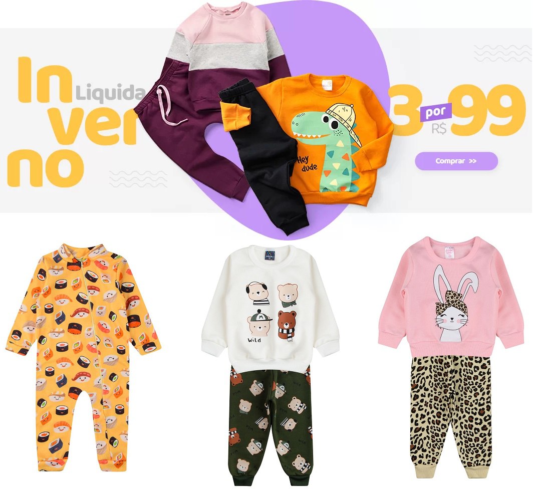 3 conjuntos Inverno por R$ 84,15