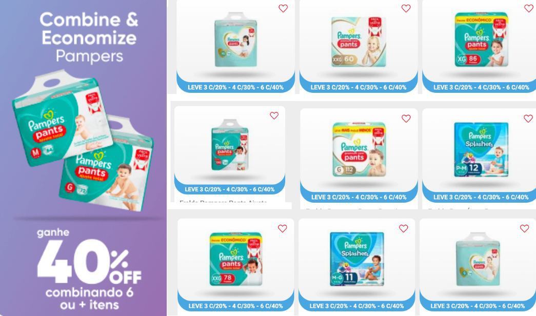 40% off em Fraldas e Lenços Pampers