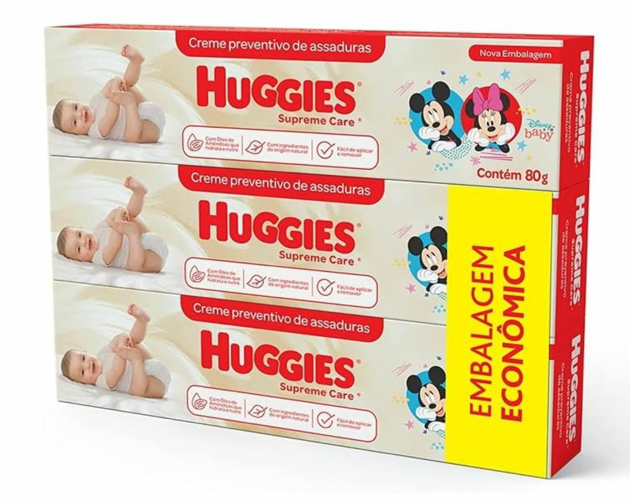 Cremes de Assaduras Huggies Supreme Care - Kit com 3 unidades de 80g
