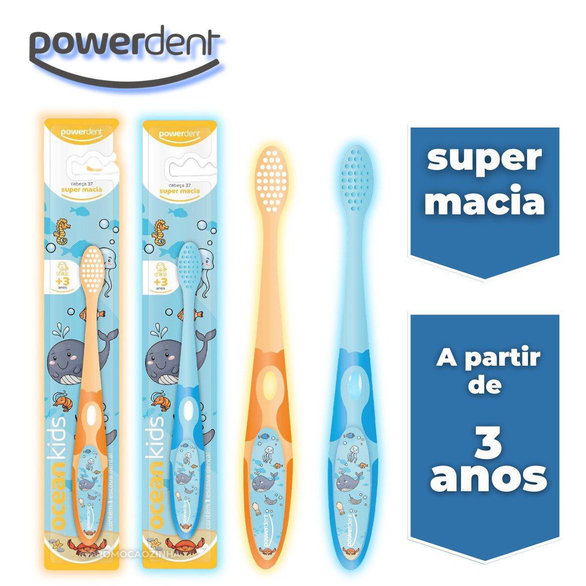 Escova De Dentes Infantil Ocean Kids, Powerdent