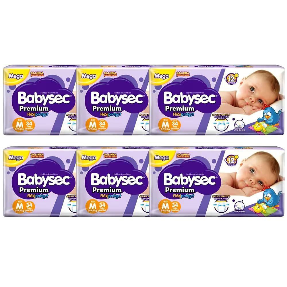 Fralda Babysec Premium Galinha Pintadinha M – 204 Unidades
