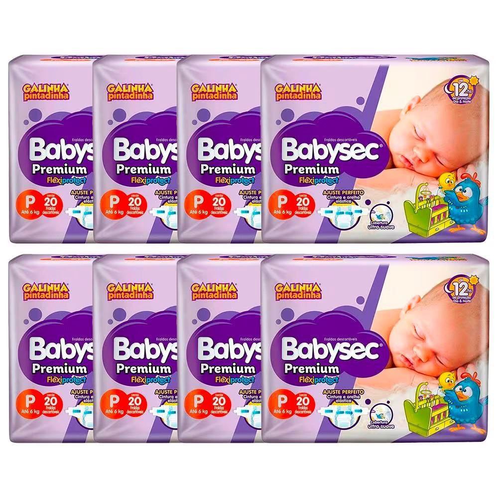 Fralda Babysec Premium Galinha Pintadinha P com 160 Unidades