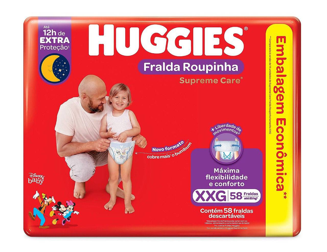 Fralda Huggies Supreme Care Roupinha XXG - 58 fraldas