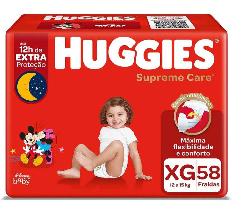 Fralda Huggies Supreme Care XG 58 unidades