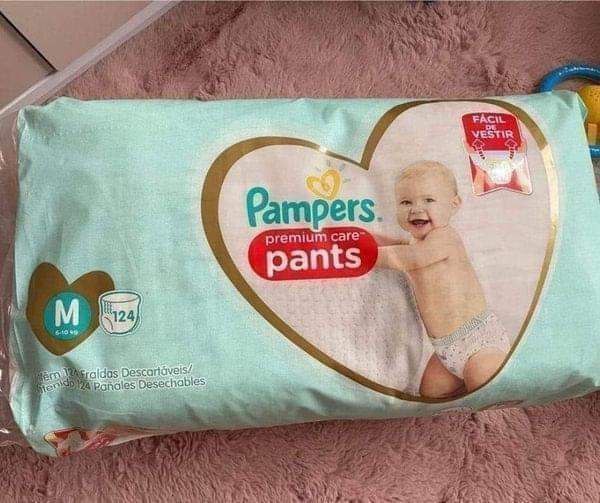 Fralda Pampers Pants Premium Care M 124 unidades