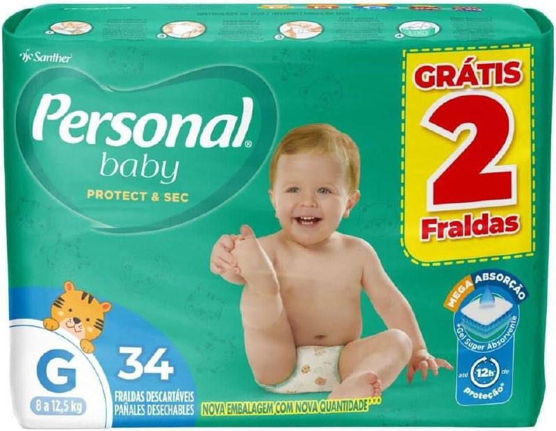 Fralda Personal Baby Protect&Sec G 34 unidades