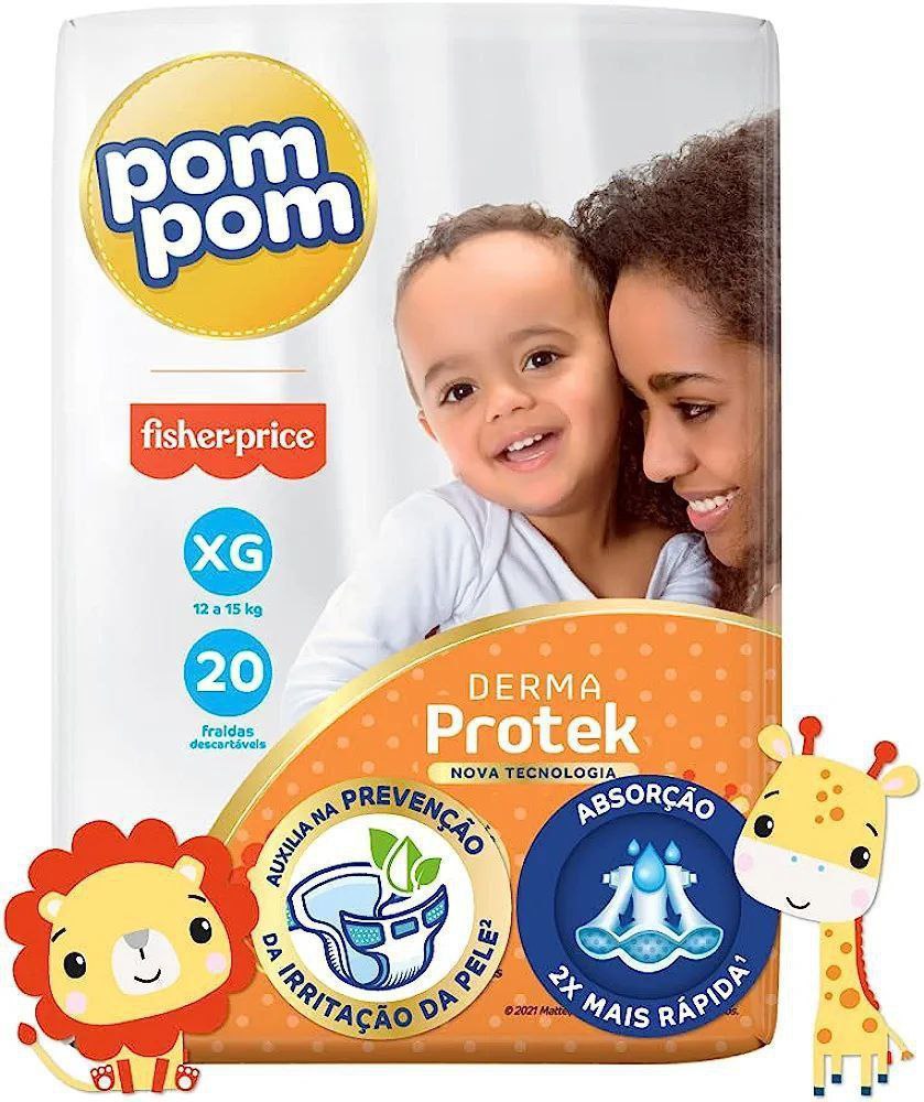 Fralda Pom Pom Derma Protek Jumbo Xg 20 Unidades Em Promoção No Mamãe Pechincha 