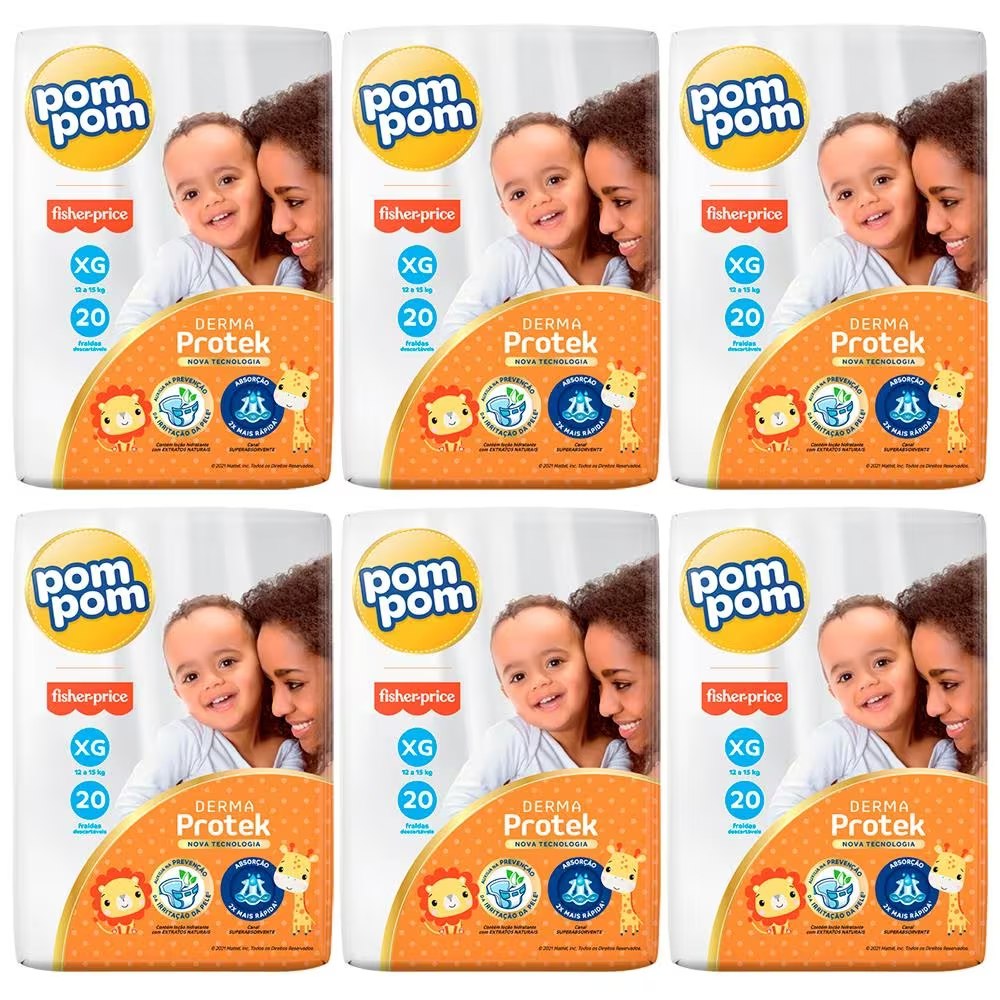 Fralda Pom Pom Protek Derma Jumbo Tamanho XG – 120 Unidades