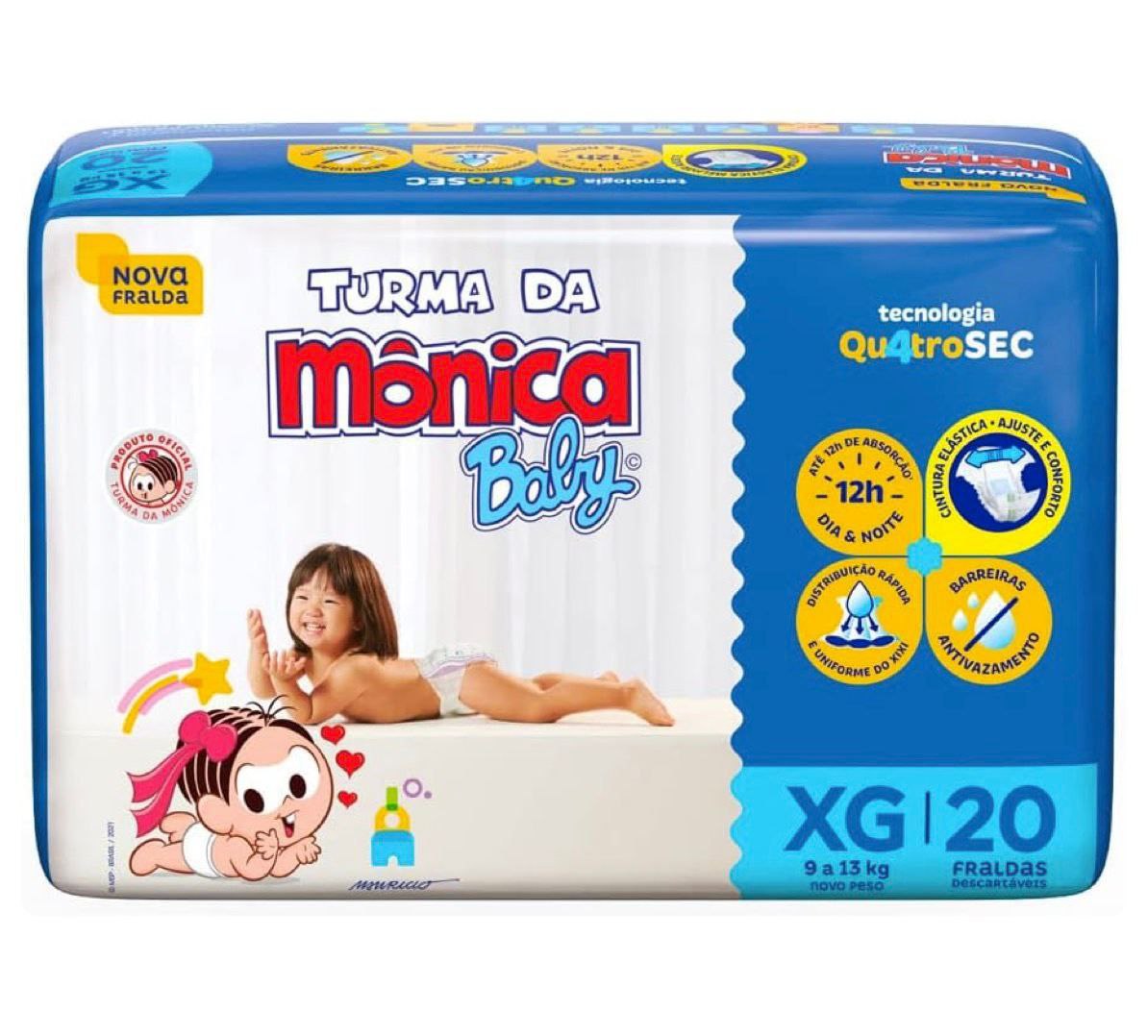 Fralda Turma da Mônica Baby XG 20 unidades