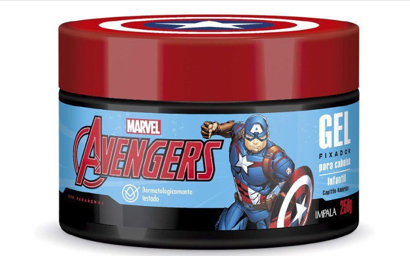 Gel Fixador Para Cabelos Capitão América Infantil, 250 G, Impala Cosmeticos