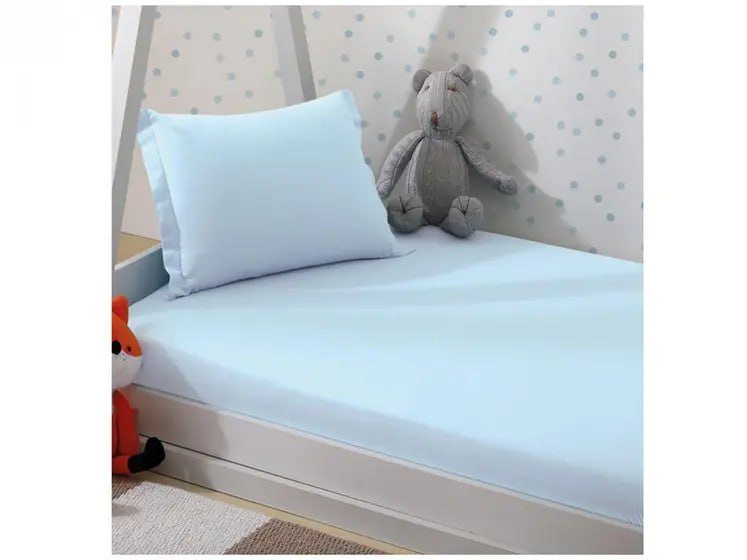Jogo de Cama para Berço Döhler 100% Algodão 180 Fios Liso Safira Azul 2 Peças