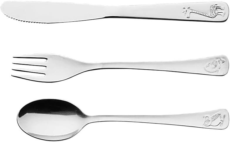 Jogo de Talheres Infantil Aço Inox com 3 Peças Tramontina Baby Prata