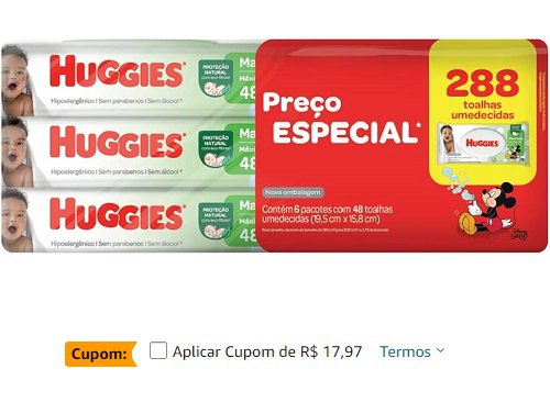 Lenços Umedecidos Huggies Max Clean - 288 lenços (6 pacotes)