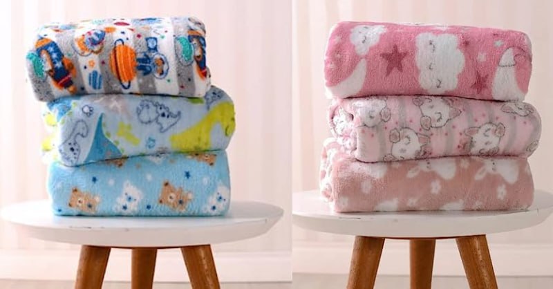 Manta Cobertor de Bebe Estampada 1,10 x 1,00m Menina e Menino Cobertinha de Berço