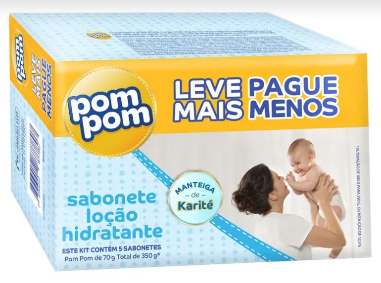 Sabonete Infantil Pom Pom Hidratante 70gr - 5 Unidades