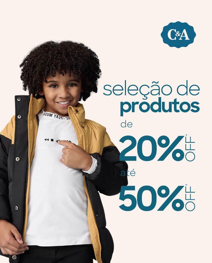 Seleção de produtos de 20% até 50% de desconto.