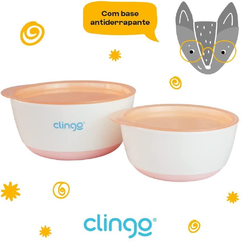 Tigelas com Tampa Rosa - Kit 2 Unidades, Clingo