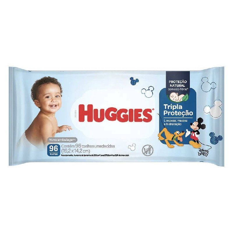 Toalha Umedecida Huggies Tripla Proteção com 96 Unidades (pacote grande)