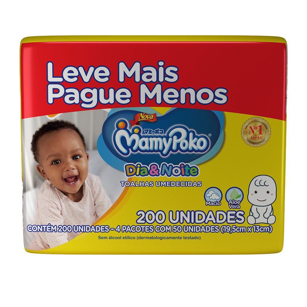 Toalha Umedecida MamyPoko Dia e Noite - 200 Unidades