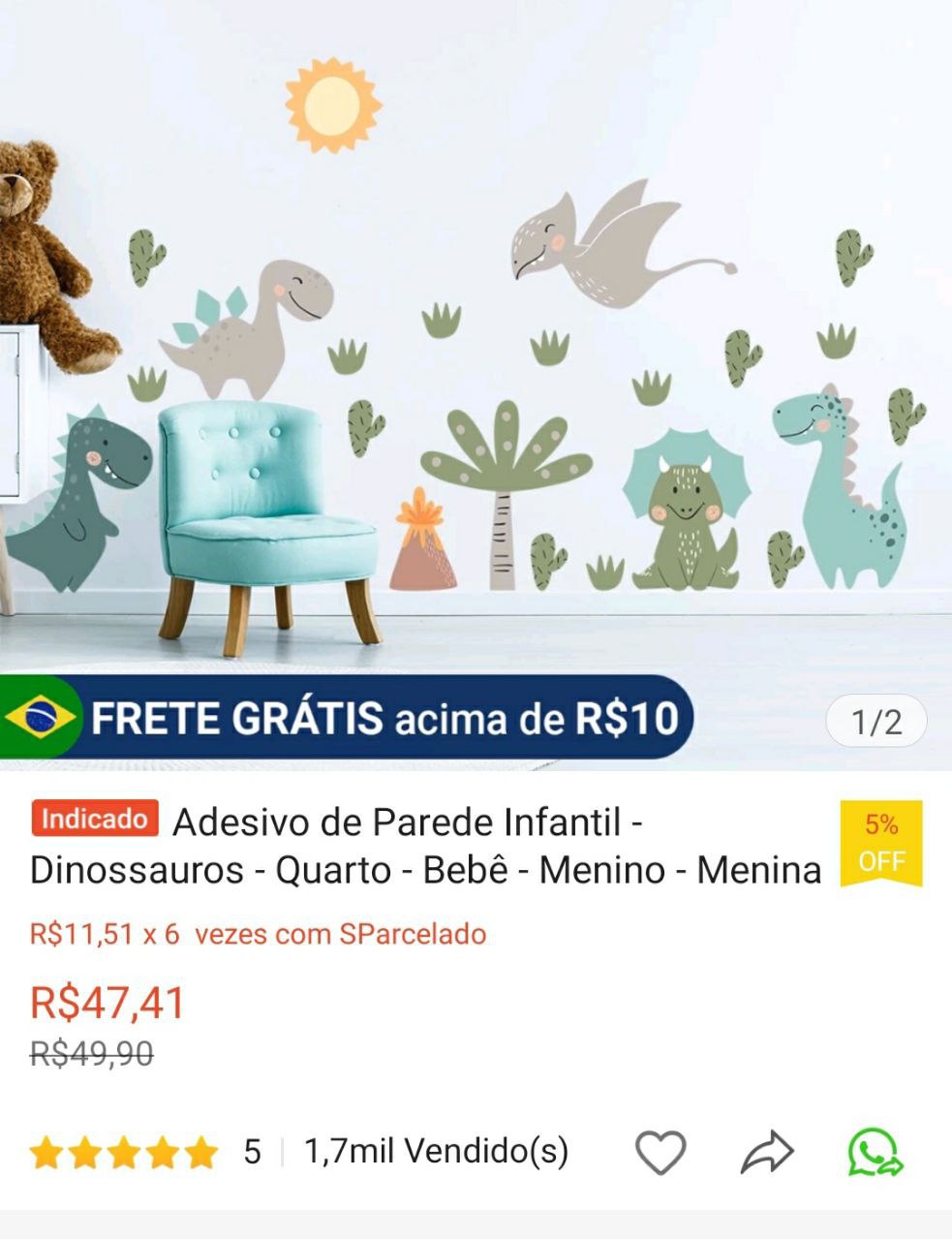 Adesivo de Parede Infantil - Dinossauros - Quarto - Bebê - Menino - Menina - 019ir