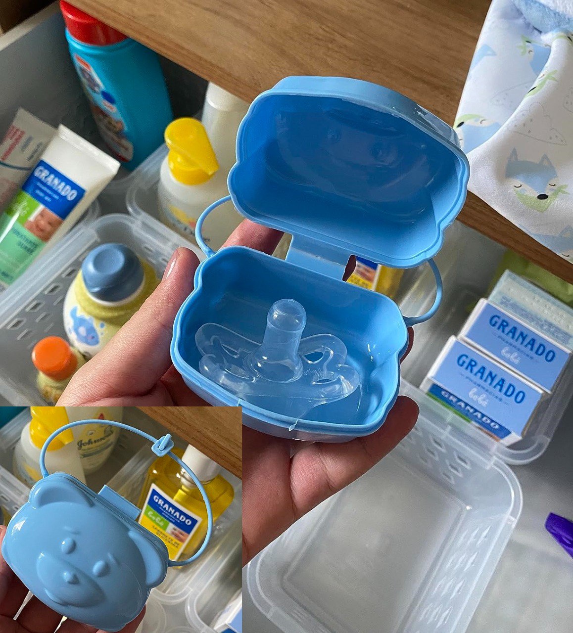 Adoleta Bebê, Porta Chupeta Urso Azul Bebê