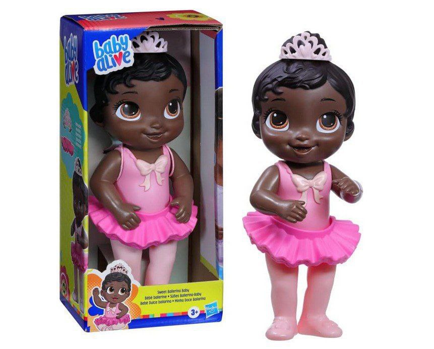 Baby Alive, Boneca Bebê Doce Bailarina Negra, Vestido Rosa