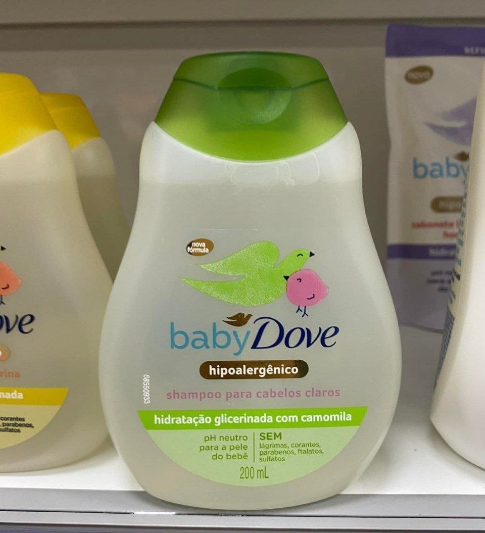 Baby Dove Shampoo Hidratação Glicerinada Camomila 200ml, Branco