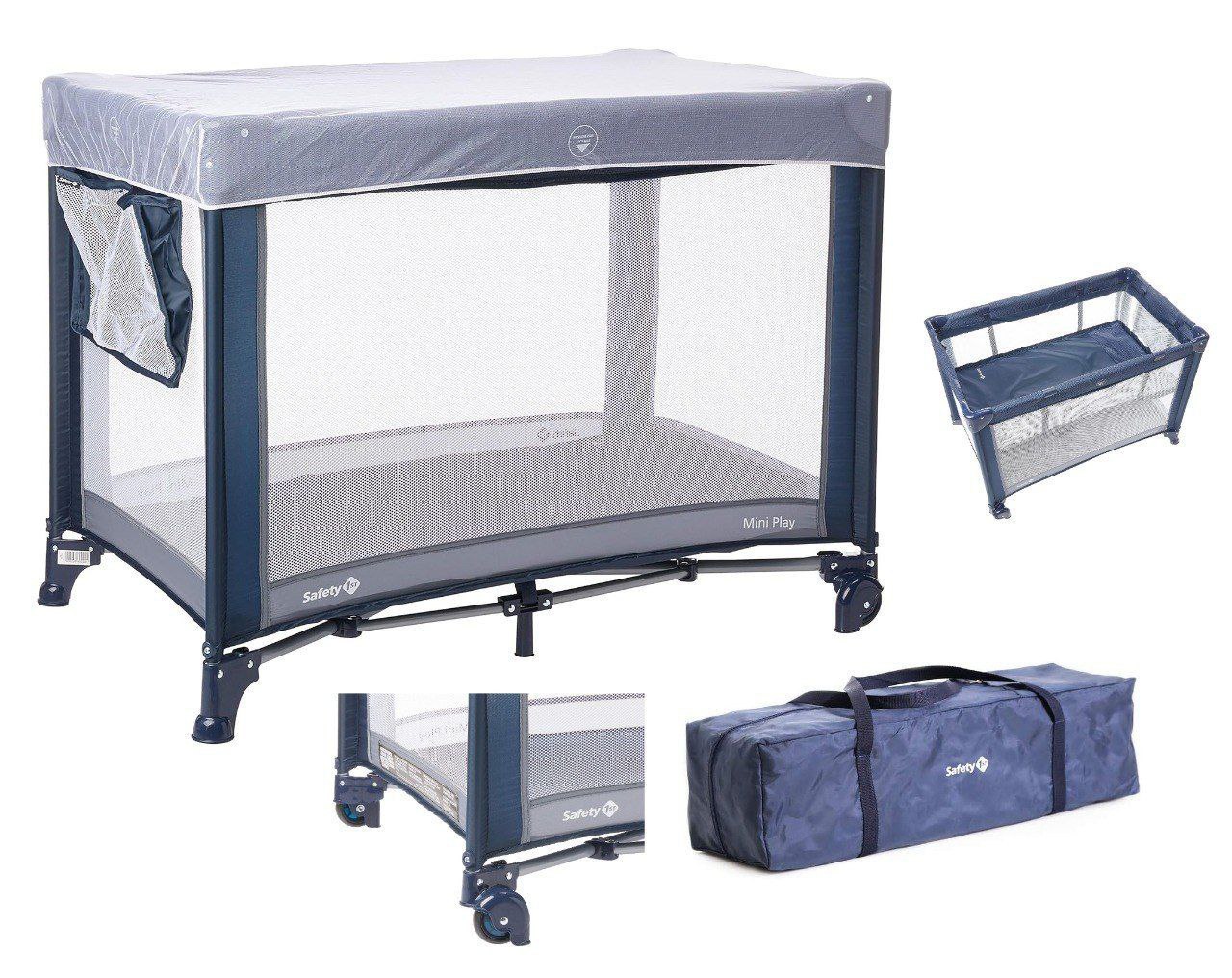 Berço Portátil Mini Play, Safety 1st, Net Blue
