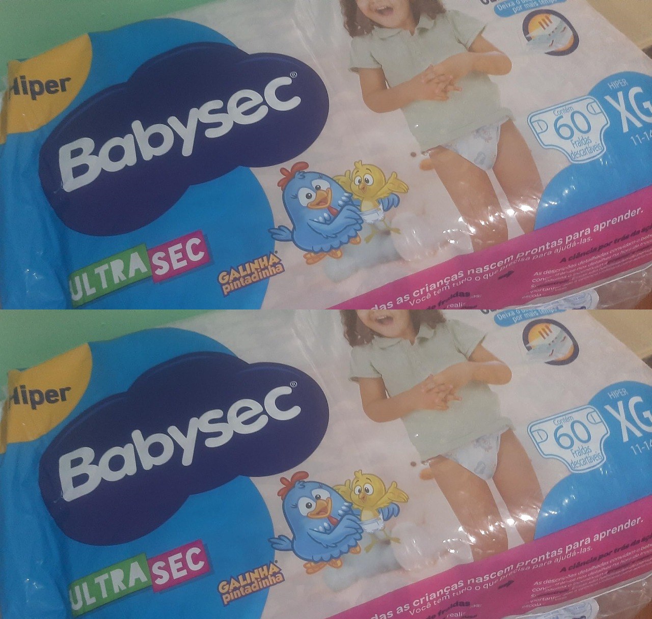 Fralda Babysec Ultrasec Galinha Pintadinha, Azul, XG, 60 unidades