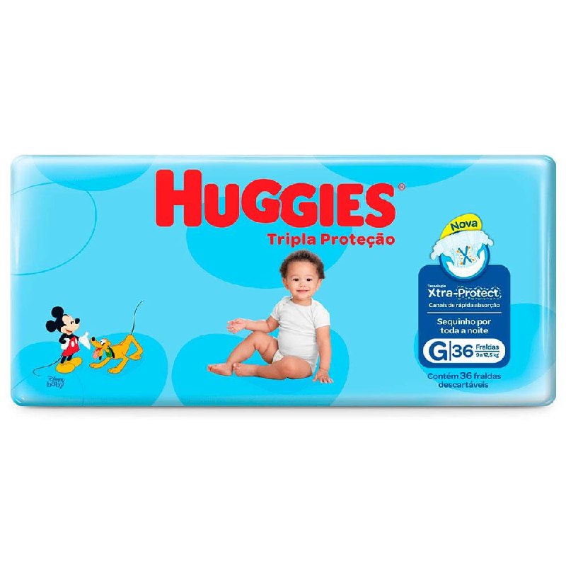 Fralda Descartável Huggies Tripla Proteção Tamanho G – 36 Unidades