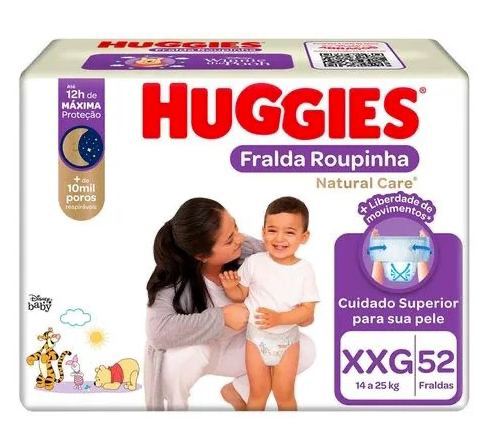 Fralda Huggies Natural Care Roupinha XXG 52 unidades