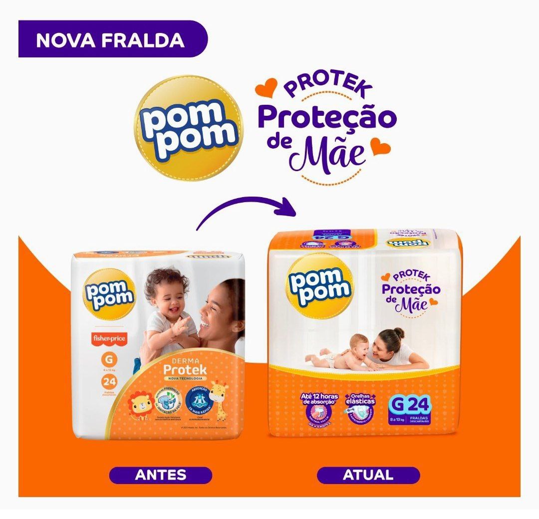 Fralda Pom Pom Derma Protek Jumbo G 24 Unidades