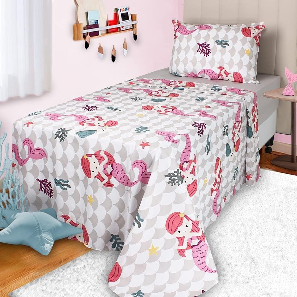 Jogo de Cama Infantil Estampado 3 Peças 🧜‍♀️