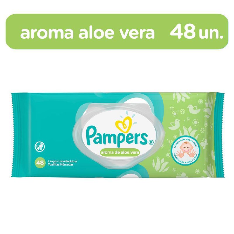 Lenços Umedecidos Pampers Aroma de Aloe Vera - 48 Unidades