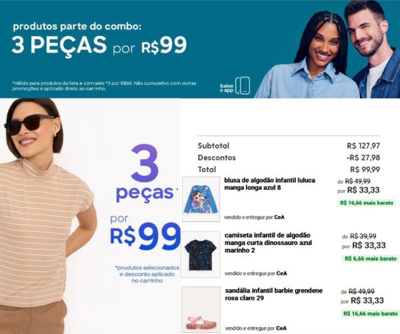 LEVE 3 PEÇAS NA C&A POR R$99! 🤩