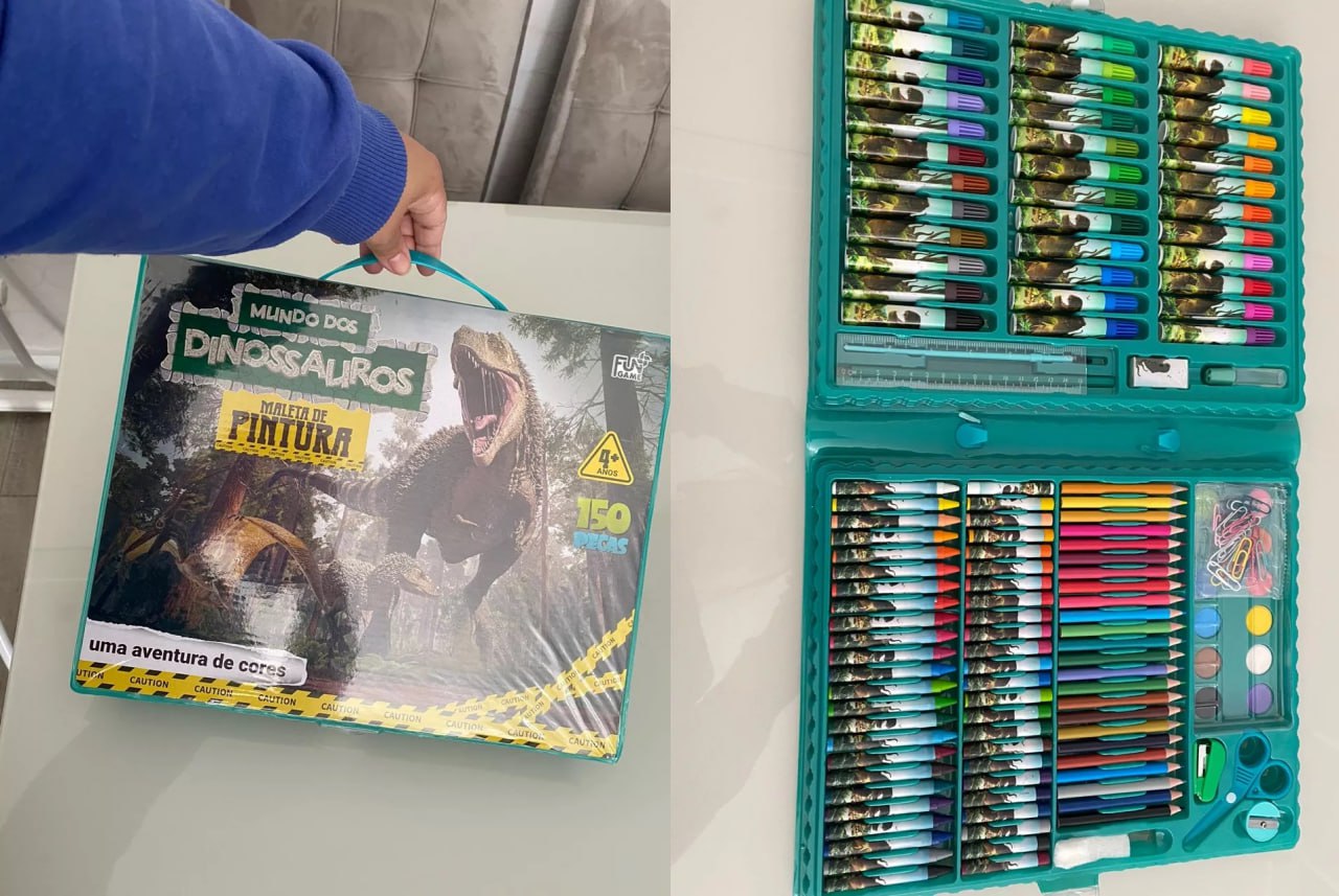 👉🏻  Maleta de Pintura Mundo dos Dinossauro com 150 peças
