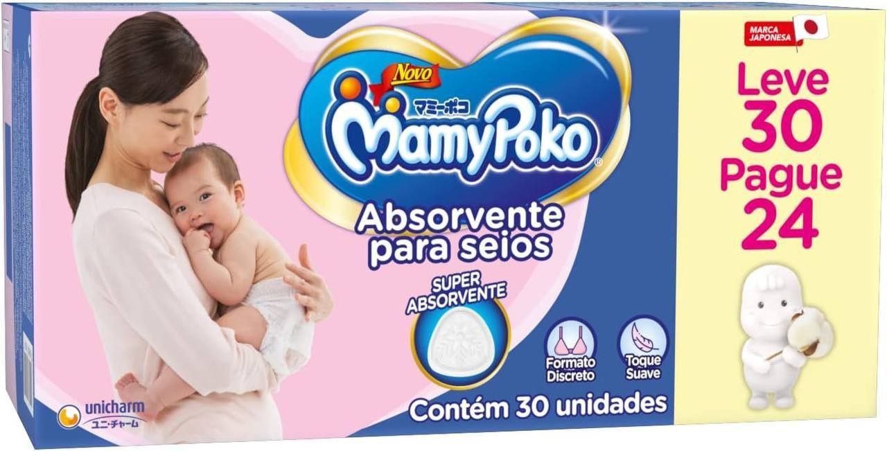Unicharm MamyPoko - Absorvente para seios, Leve 30 Pague 24 unidades