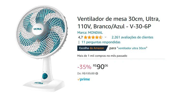 Ventilador de mesa 30cm, Ultra