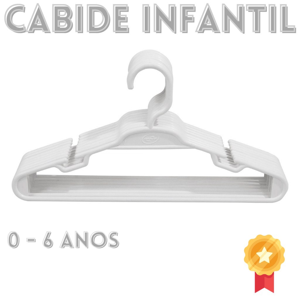 30 Cabide Infantil Branco 5,5mm Plástico Para Roupa Bebê Criança