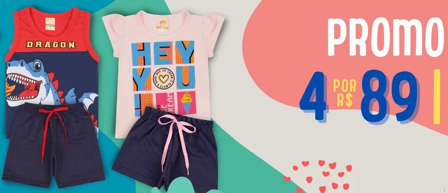 🛍 4 conjuntos infantis por 🔥 R$89,00