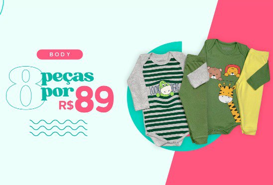 8 PEÇAS POR R$89,90 (4 conjuntos)
