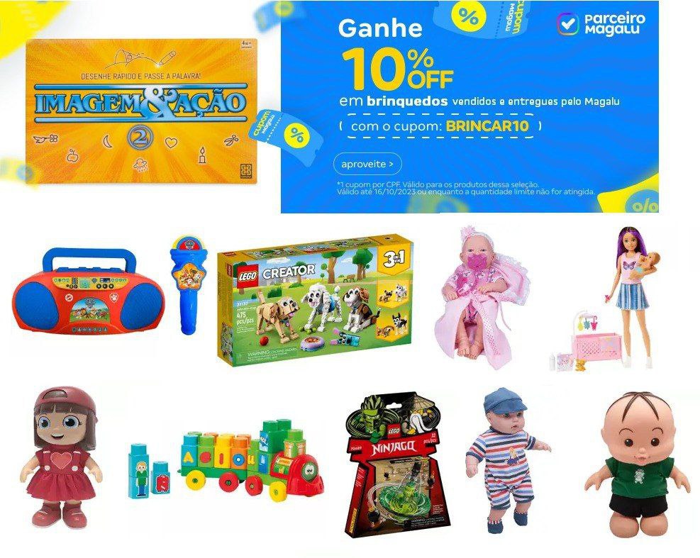 Brinquedos com 10% off com cupom