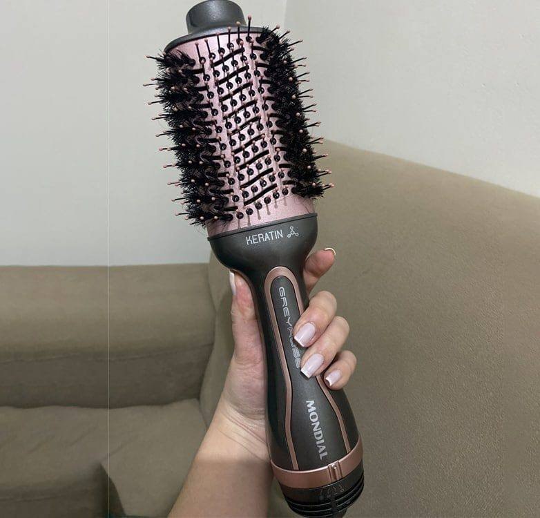 Escova Secadora Mondial Grey Rose Keratin Cerâmica 1200W