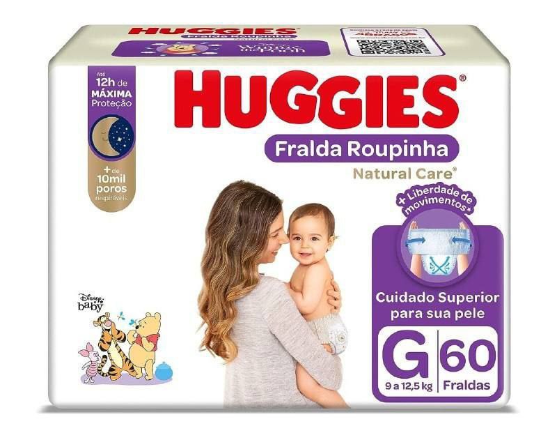 Fralda Huggies NATURAL CARE ROUPINHA G 60 unidades