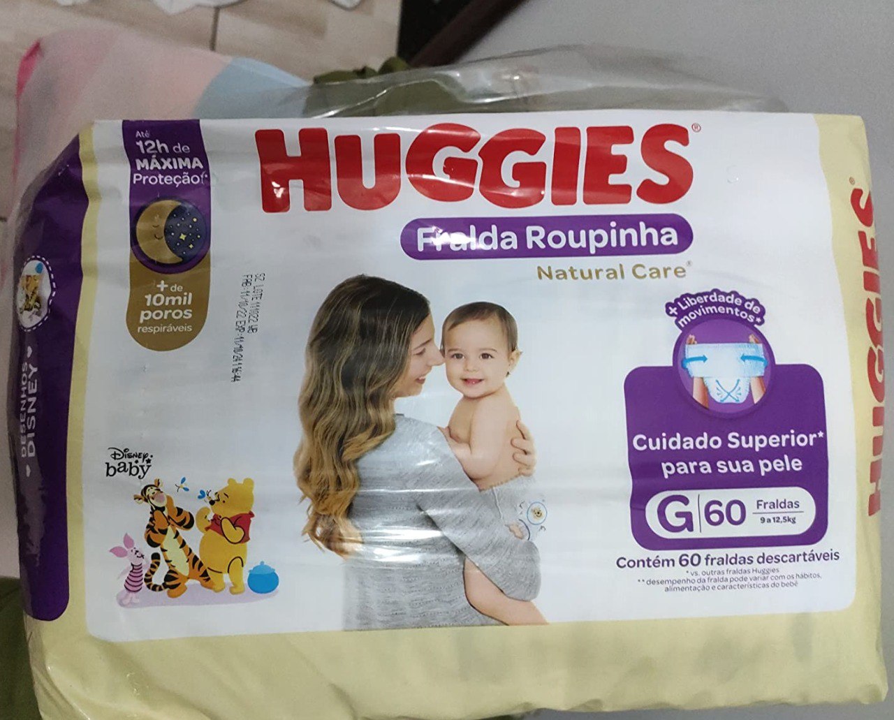Fralda Huggies Roupinha Natural Care G 60 unidades