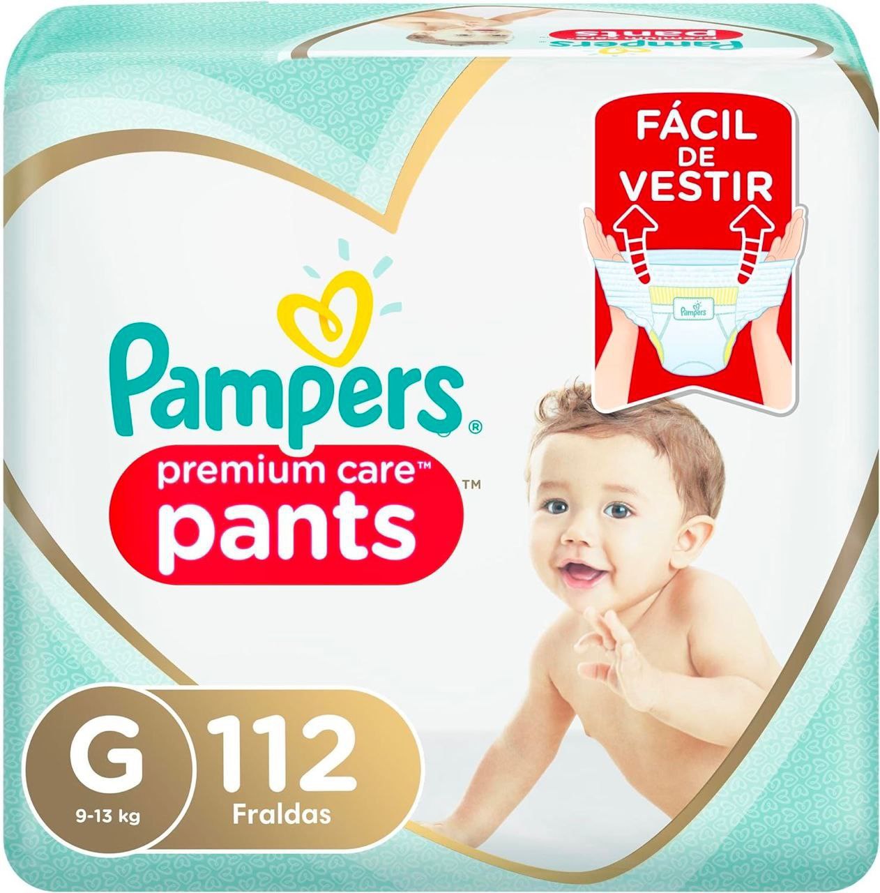 Fralda Pampers Pants Premium Care G com 112 unidades