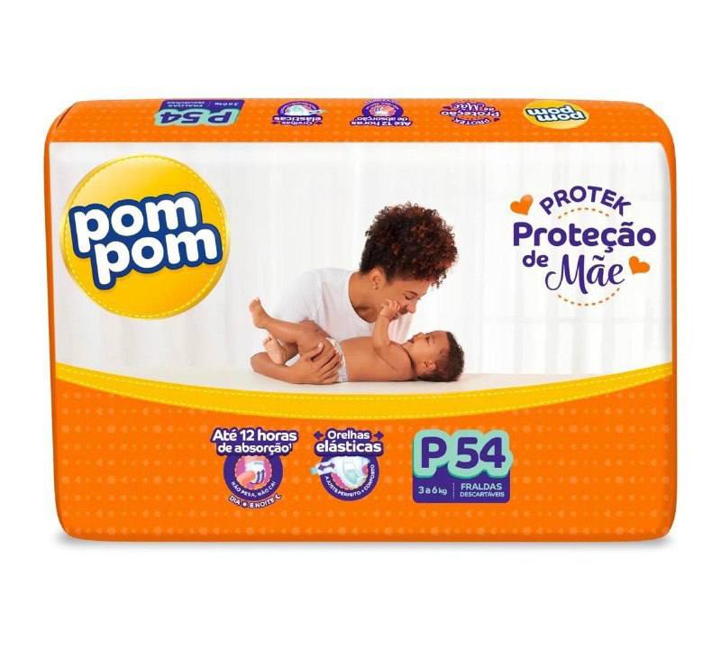Fralda Pom Pom Derma Protek P 54 Unidades
