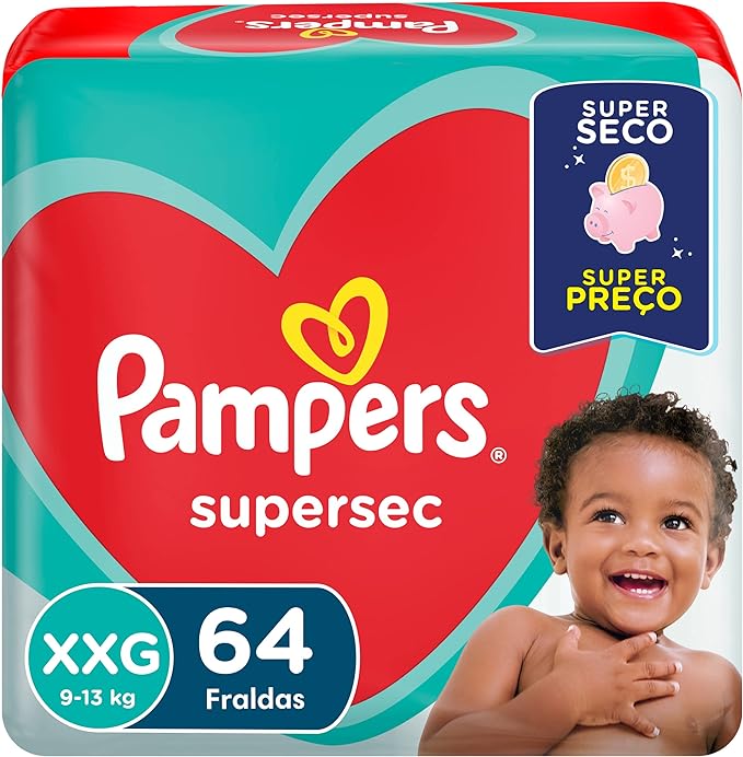 Fraldas Pampers Supersec XXG 64 Unidades